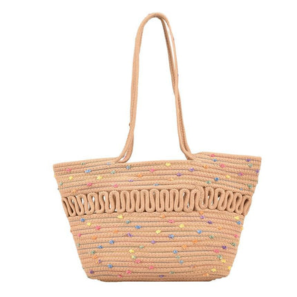 Summer Large Capacity Bag Women's National Style New Trendy Fashionable Simple Women's Bag Internet Trendy All-match Single-shoulder Straw Bucket Bag