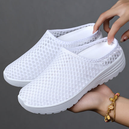 Women's Summer Slippers, Cross-Border Large Size Breathable Mesh Shoes, Soft-Soled Slip-On Casual Shoes, Factory Direct Delivery