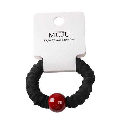 Card-Mounted Hair Band, High-End Pearl Hair Accessories, High Elasticity, Super Soft Small Intestine Ring, Hair Rope, Rubber Band, High Ponytail Head Rope