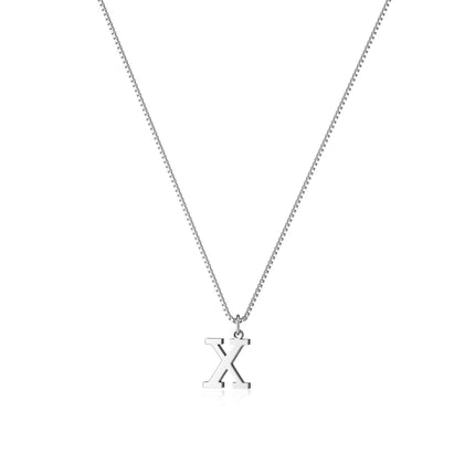 Cross-border Amazon Hot Sale Simple Stainless Steel Letter Pendant Necklace Women Alloy Box Chain 26 Letter Clavicle Chain