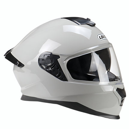 Dot Certified Winter Motorcycle Helmet Gray Dual Lens Four-Season Helmet Men's and Women's Winter Safety Helmet Full-Face Helmet