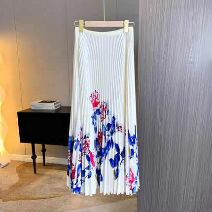 Cross-border T-shirt Women's Summer New High-end Niche Age-reducing suit Pleated All-match Top Loose Slimming Pleated Skirt