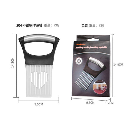 Stainless Steel Onion Needle Slicer Pine Needle Meat Tenderer Vegetable Cutting Kitchen Gadget Onion Insert Slicing Holder