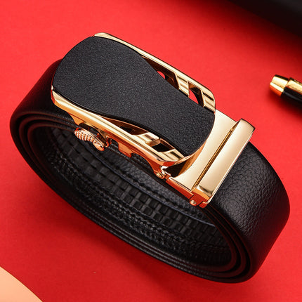 Automatic buckle belt men's business belt covered pig sausage belt versatile trendy belt one-piece delivery factory direct sales