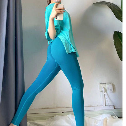 Women's Running Training Sports Suit, White Klein Blue Yoga Thin Straps, Beautiful Back Fitness High-Waisted Peach Pants
