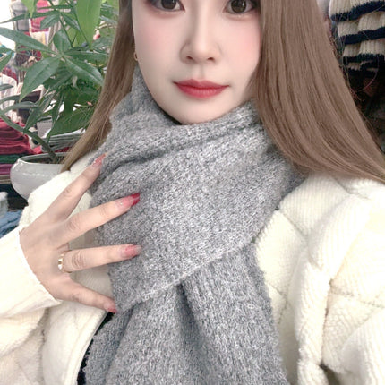Whitening Wool Knitted Wool Scarf for Girls Winter 2025 New Versatile High-End Warm Scarf Green