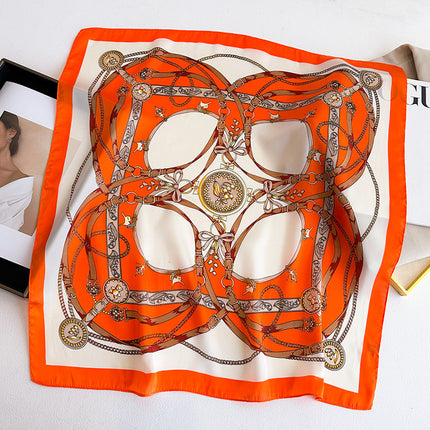 Simulated Silk Printed Silk Scarf for Women, Korean Cashew Leopard Print Headscarf, Four-Season Scarf, Professional Scarf Wholesale