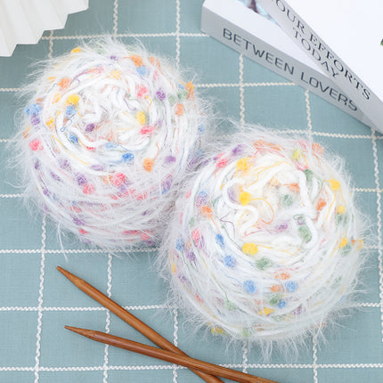 Long-haired rainbow candy scarf handmade diy wool long-haired scarf material package warm mohair warm peas thread
