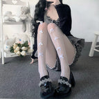 Seven bows - white / Fishnet stockings-one size fits all