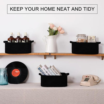 Amazon Rectangular Cotton Rope Storage Basket Storage Basket Storage Basket for Living Room Toys and Miscellaneous Items Cotton Rope Woven