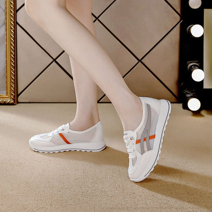 Summer New Popular White Shoes for Women, Mesh Soft Sole Ins Trendy Sports Shoes, Flats Bottom Showing Feet, Running Shoes for Primary School Students