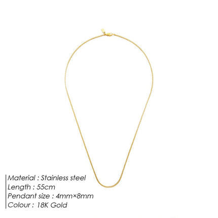Cross-border New Entry Luxury Stainless Steel Box Chain Necklace Clavicle Chain Personalized Trendy Personalized All-match Jewelry