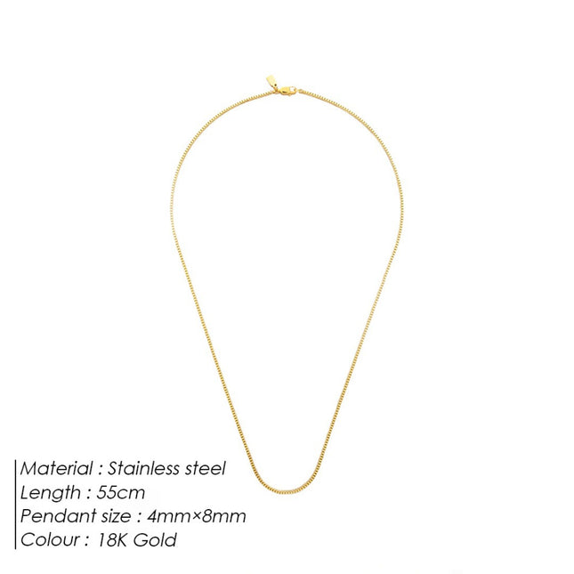 Cross-border New Entry Luxury Stainless Steel Box Chain Necklace Clavicle Chain Personalized Trendy Personalized All-match Jewelry