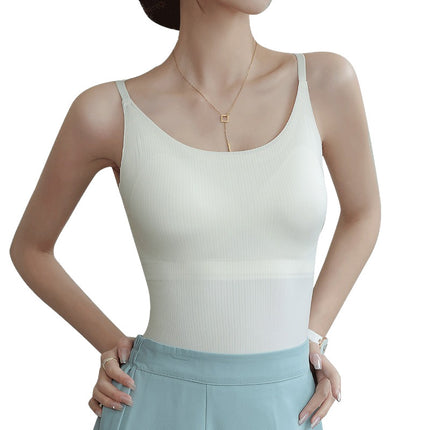Summer Thin Seamless Underwear with Beautiful Back Design, Integrated Anti-Gravity Lifting Bra, Women's Gathered Soft Support Vest