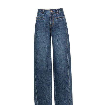 Miaoyu High-Waisted Wide-Leg Jeans for Women, 2026 Spring New Style, Versatile, Relaxed, Floor-Length