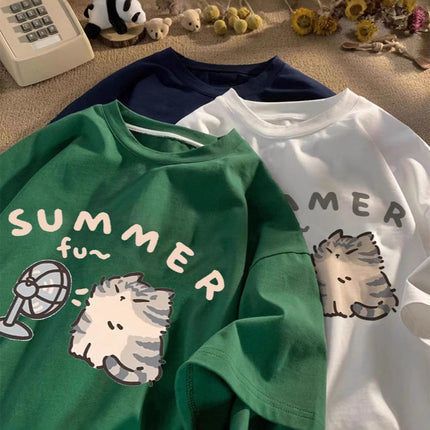Cartoon Short-sleeved T-shirt 2025 New oversize Design Sense Niche American Loose All-match Half-sleeved Top ins