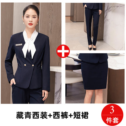 Blue Professional Suit suit Female Hotel Manager Front Desk Gold Shop Jewelry Shop Beauty Salon China Southern Airlines Stewardess Uniform Spring