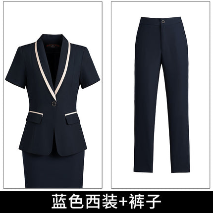 Summer short-sleeved suit suit women's thin business wear small temperament formal suit suit skirt front desk work clothes