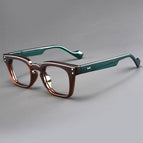 Transparent tea frame leopard mint green legs