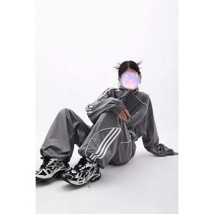 2026 Autumn Loose-Fitting Trendy Brand Suit for Women, High-End Loose and Stylish Windbreaker Jacket + Wide-Leg Pants 2-Piece Set