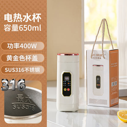 Insulated Cup That Can Boil Water, Portable Electric Water Cup for Travel and Hotels, 304 Stainless Steel Electric Hot Water Cup