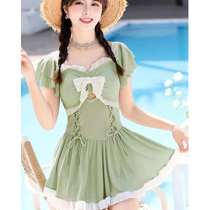 2025 New Swimsuit for Women, Conservative, Flesh-Covering, Slimming Look One-Piece Student Skirt Style, Boxer-Angle High-End Hot Spring Resort Swimsuit