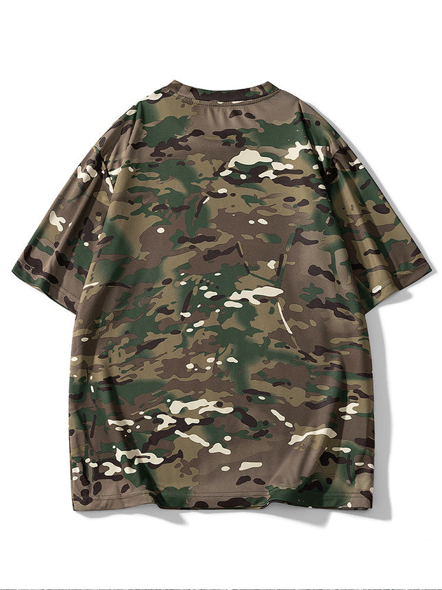 2025 Cross-Border Foreign Trade Summer Short-Sleeved Shorts Suit for Men, Breathable, Quick-Drying, Casual Camouflage T-Shirt, Men's Trendy Style