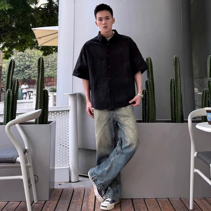 Saint Michael for Rivet Hot Diamond Design Trendy Brand Men's Loose Couple Casual Short-Sleeved Shirt