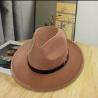 [flat brim jazz belt] camel color / Adjustable