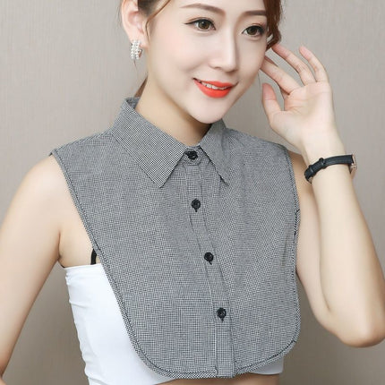 Spring Autumn Winter Holiday Collar All-match Sweater Decorative Plaid Fake Shirt New Arrival Pleated Collar Half High Collar Decorative Collar