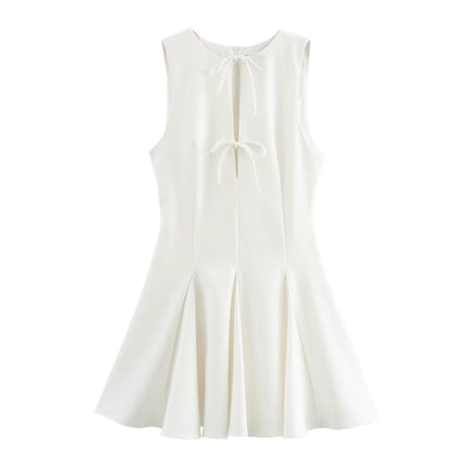 2025 Cross-Border Foreign Trade Wholesale Summer Suede Split Design Tea Break Style Large Hem Sleeveless Dress
