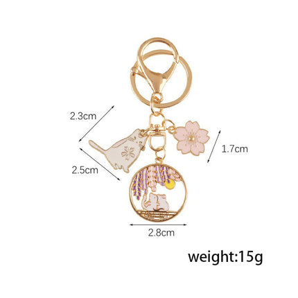 Cross-Border European and American Cute Cartoon Cat Keychain Zinc Alloy Creative Love Cat Keychain Wholesale in Stock