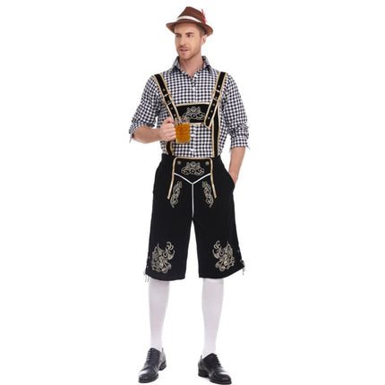 European and American New Products German Oktoberfest Clothing Shirt Overalls Hat Three-Piece Suit Men's Beer Suit