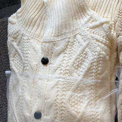 2024 New Men's Sweater Independent Station Cardigan Heavy Wear Long Sleeve Stand Collar Cable Jacquard Casual Men's Wear