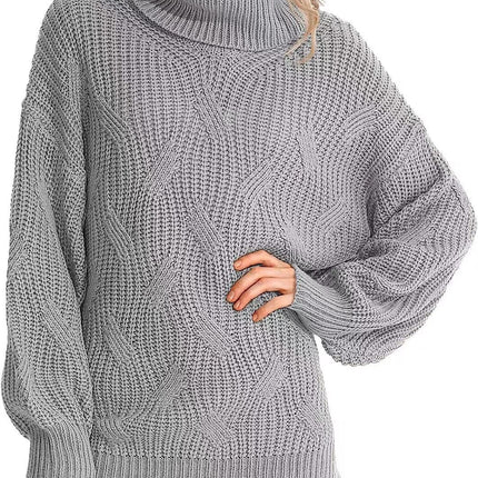 Cross-Border Amazon European and American 2024 Autumn and Winter Turtleneck Cable Knit Sweater Women's Pullover Long-Sleeved Cross-Border Sweater