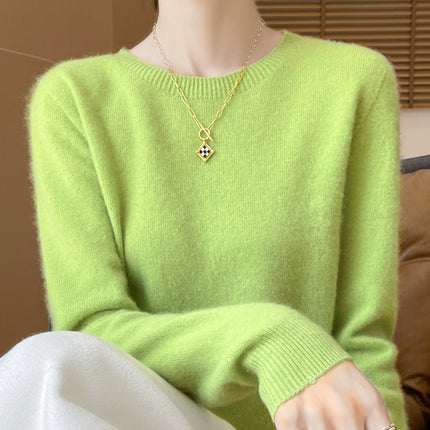 One-Line Ready-To-Wear Round Neck Wool Sweater Seamless Stereo Knitted 100% Wool Zero-Touch Autumn and Winter Seamless Base Sweater