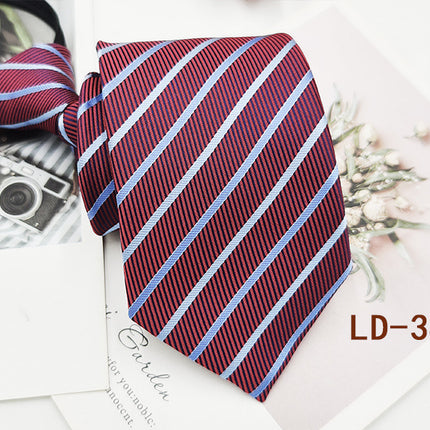 Factory In-Stock Zipper Tie Men's Formal Business 8cm Lazy Tie Red Black Striped Workplace Striped Tie