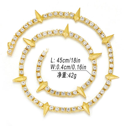 Hip-hop rap fluorescent black panther necklace high quality all-match trendy men's alloy diamond tennis chain Cuban chain wholesale