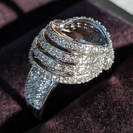 Ebay Best Selling Creative Wrapping Diamond Ring European and American Women's Fashion Engagement Party Ring Jewelry R4992