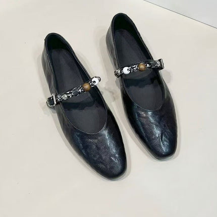 French-Style Chunky Heel Mary Jane Shoes 2025 New Genuine Leather Chanel-Style Women's Shoes with a Single Strap for All Seasons
