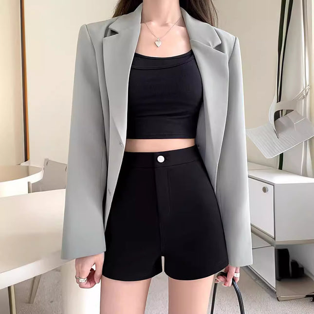2025 Summer New Style Missing Shorts for Women Korean Style Petite Black Leggings Outerwear Jazz Girl Group