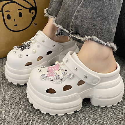 New 10cm Thick-Soled Eva Clogs for Women, Outer Wear, Height-Increasing Toe-Toe Slippers, Women's New High-Heeled Shoes, Women's Sandals
