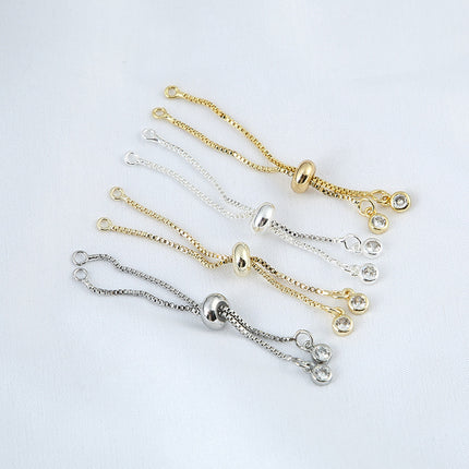 18K Color-Preserving Real Gold Silicone Copper Zipper Adjustable Extension Chain DIY Telescopic Chain Bracelet Necklace Accessories Wholesale