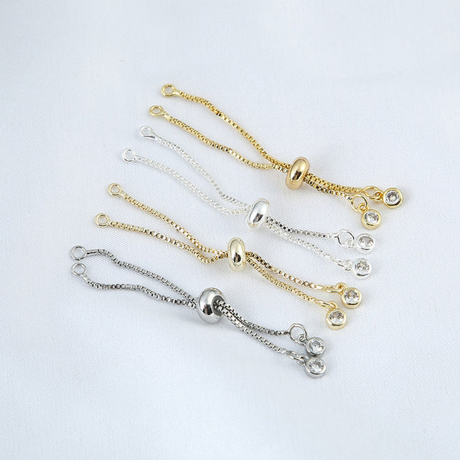 18K Color-Preserving Real Gold Silicone Copper Zipper Adjustable Extension Chain DIY Telescopic Chain Bracelet Necklace Accessories Wholesale