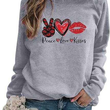European and American foreign trade peace love kisses scissors hand love printing round neck sweater women's jacket coat