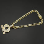 Gold pendant with 50cm diamond cuban chain