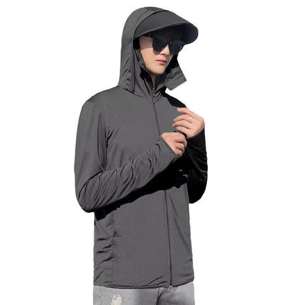 2025 Ice Feel Ice Silk Hooded Sun Protection Clothing Summer Skin Clothing Outdoor Casual Sun Protection Jacket Fishing Clothing for Men and Women