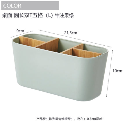 Creative pen holder bamboo and wood compartment storage box large capacity stationery pencil watercolor pen finishing box cosmetic brush storage bucket