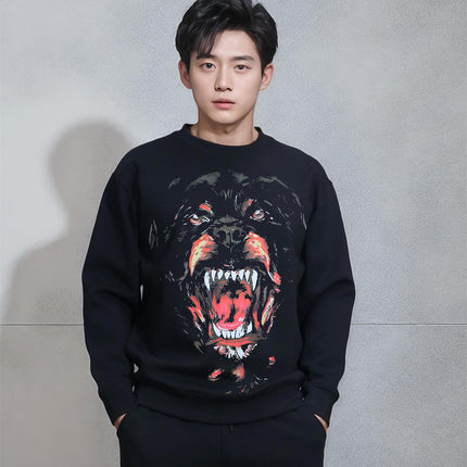 175kg Foreign Trade Exclusive Plus Size American Style Digital Print Dog Head Crew Neck Casual Fashion Sweatshirt with Personality