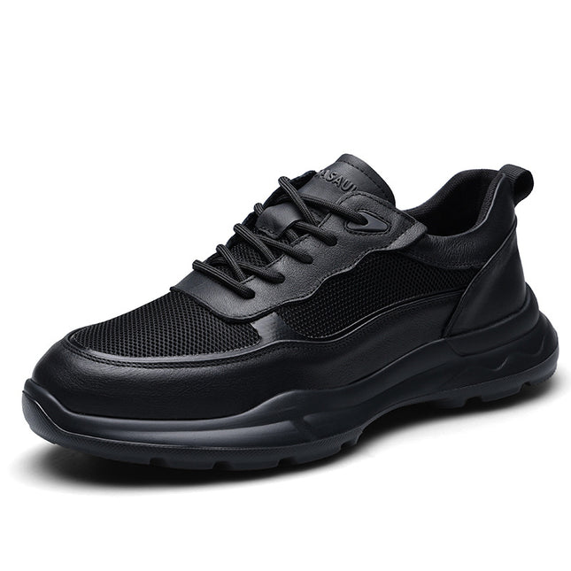 Factory direct supply net shoes men's autumn hollow breathable deodorant running tide shoes men's cowhide stitching light leisure transport